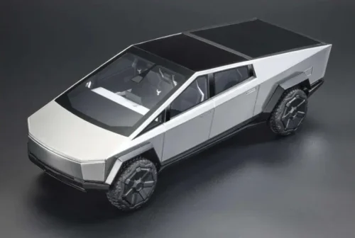 1:18 TESLA CYBERTRUCK SILVER/BLACK - TOP138A (INCLUYE BASE Y CAPELO)