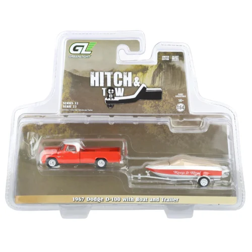 1:64 1967 Dodge D-100 Con Bote y Trailer