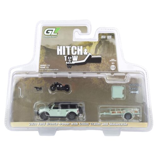 1:64 2021 Ford Bronco 4-Door Con Trailer y Motocicleta