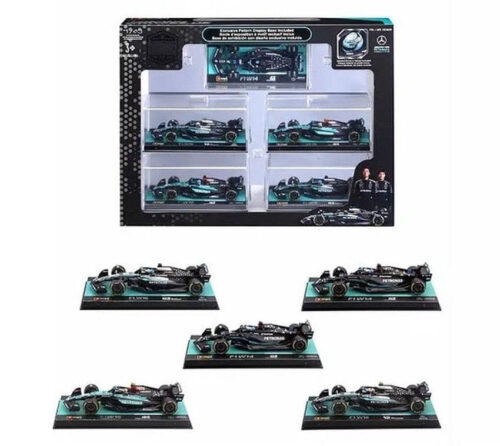 1:43 Set 5 piezas Mercedes F1: W14 2023 George Russell, W15 2024 Singapore GP Lewis Hamilton, W15 2024 Singapore GP George Russell, W16 2025 Australia GP George Russell, W16 2025 Australia GP Kimi Antonelli